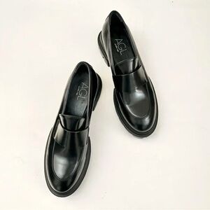 AGL Ida Platform Loafer BLACK GLOSSY LEATHER ITALY MADE 39 1/2, NWOT,